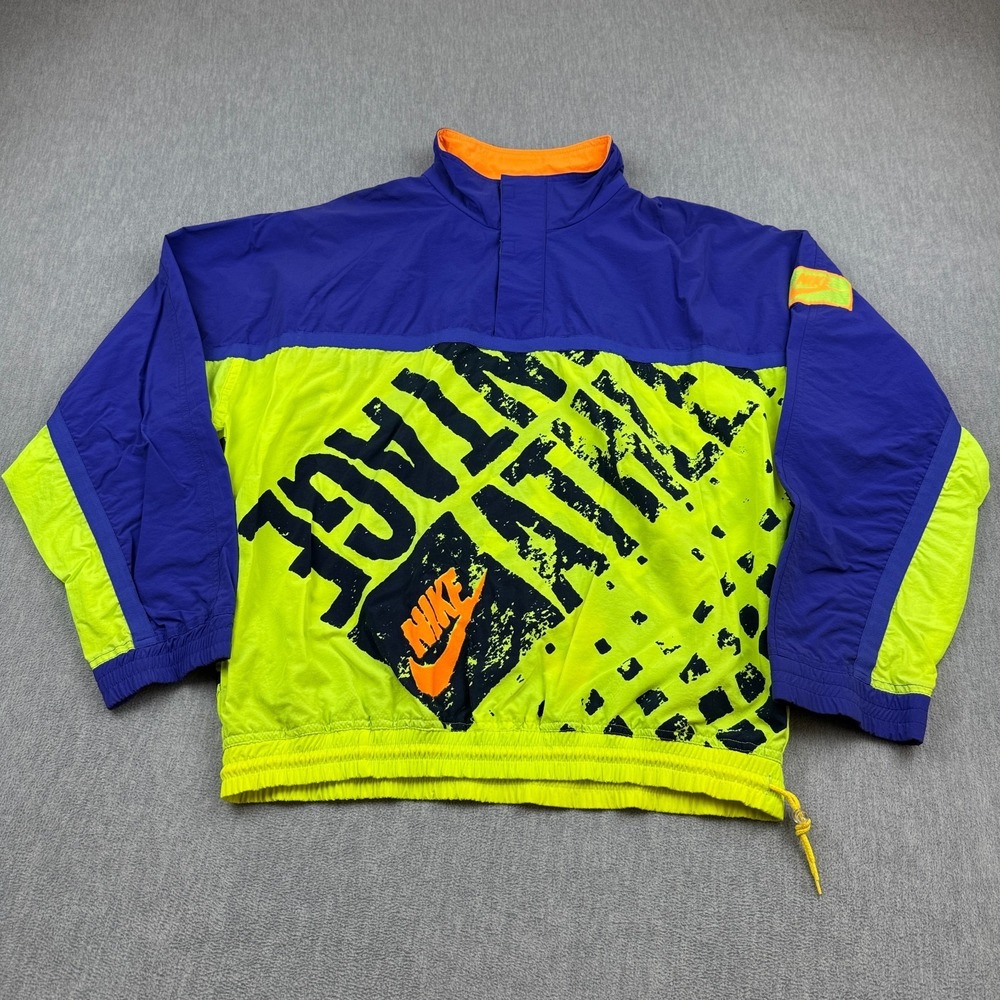 Vintage Nike Jacket Men Medium Neon Athletic Cross Training Windbreaker 90S Coat